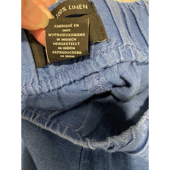 Tahari Essentials 100% Linen Wide Leg Pants Womens Size XL Loose Blue Cropped - Picture 5 of 13